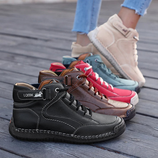 Shoes for Women Spring/Autumn Handmade Leather Casual Shoes Fashion Softe Causal Walking Sneakers Breathable Women's Ankle Boots