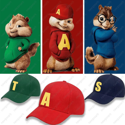 Alvin and The Chipmunks Red Adjustable Baseball Cap Unisex S/P Movie Promo Geek Animation Graphic A/S/T Sun Hats Woman Man