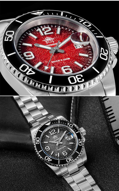 ADDIESDIVE 41mm Men's Diving Watch AD2513 200m Waterproof 316L Stainless Steel Quartz Wrist Watch Calendar BGW9 Super Luminous