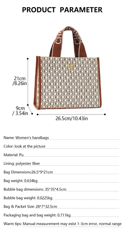 Women's Bags Metal Logo Casual Large Capacity Light Luxury Brand Designer 2026 New Fashion High Quality Women's Handbag