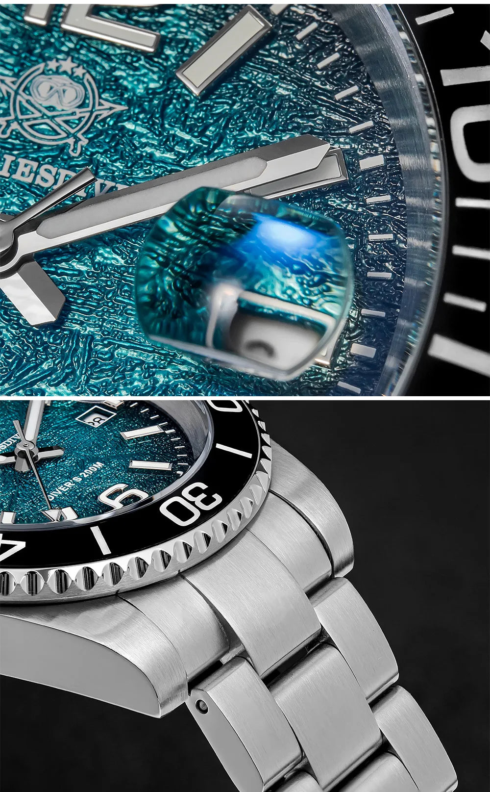 ADDIESDIVE 41mm Men's Diving Watch AD2513 200m Waterproof 316L Stainless Steel Quartz Wrist Watch Calendar BGW9 Super Luminous