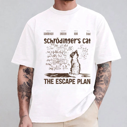 T Shirt for Men Clothing Fashion  Cat The Escape Plan Geeky Printed T Shirts Harajuku Short Sleeve Tee Casual Men's Clothing