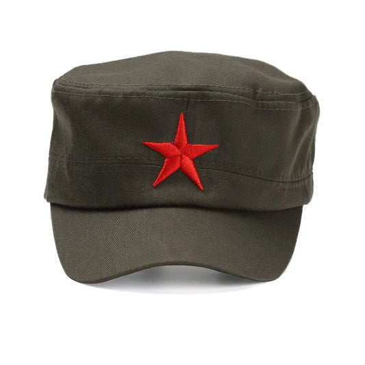 Unisex Cotton Men Cap Spring Summer Beach Outdoor Street Street Cool Church Sunhat Flat Top Hat With Red Star Dropshipping