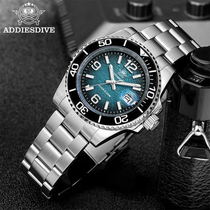ADDIESDIVE 41mm Men's Diving Watch AD2513 200m Waterproof 316L Stainless Steel Quartz Wrist Watch Calendar BGW9 Super Luminous