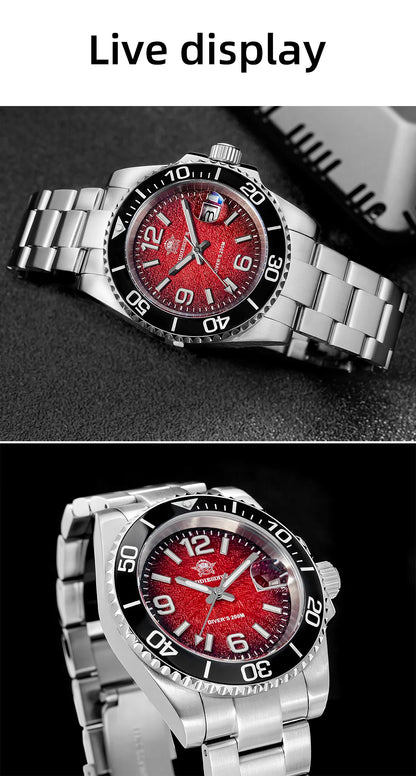 ADDIESDIVE 41mm Men's Diving Watch AD2513 200m Waterproof 316L Stainless Steel Quartz Wrist Watch Calendar BGW9 Super Luminous