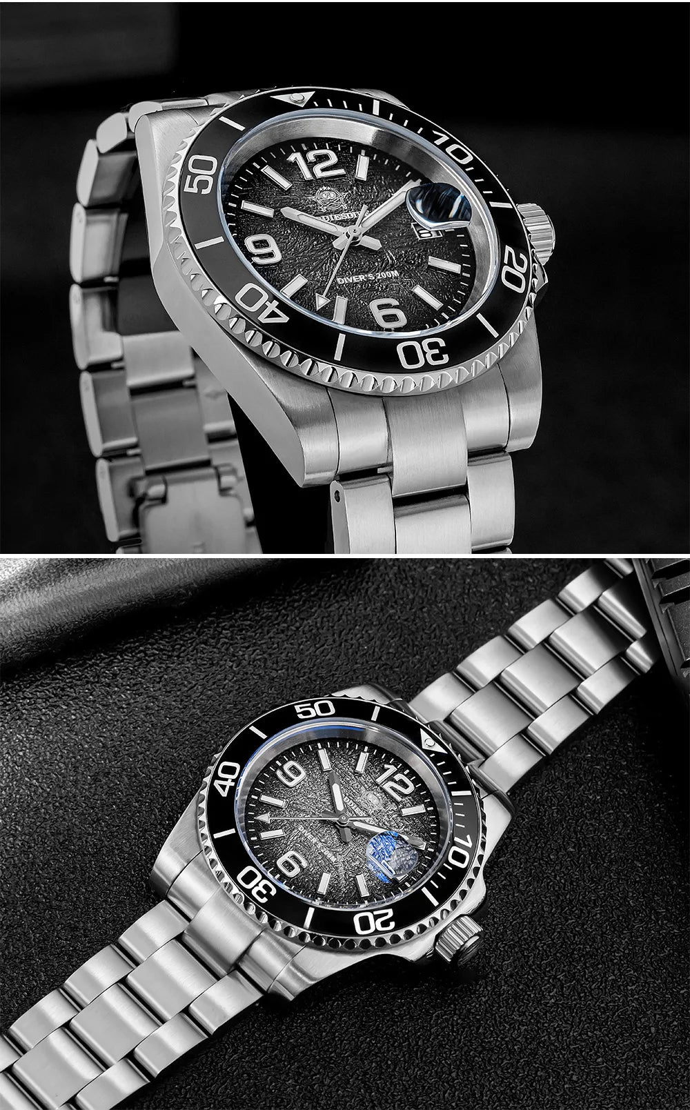 ADDIESDIVE 41mm Men's Diving Watch AD2513 200m Waterproof 316L Stainless Steel Quartz Wrist Watch Calendar BGW9 Super Luminous