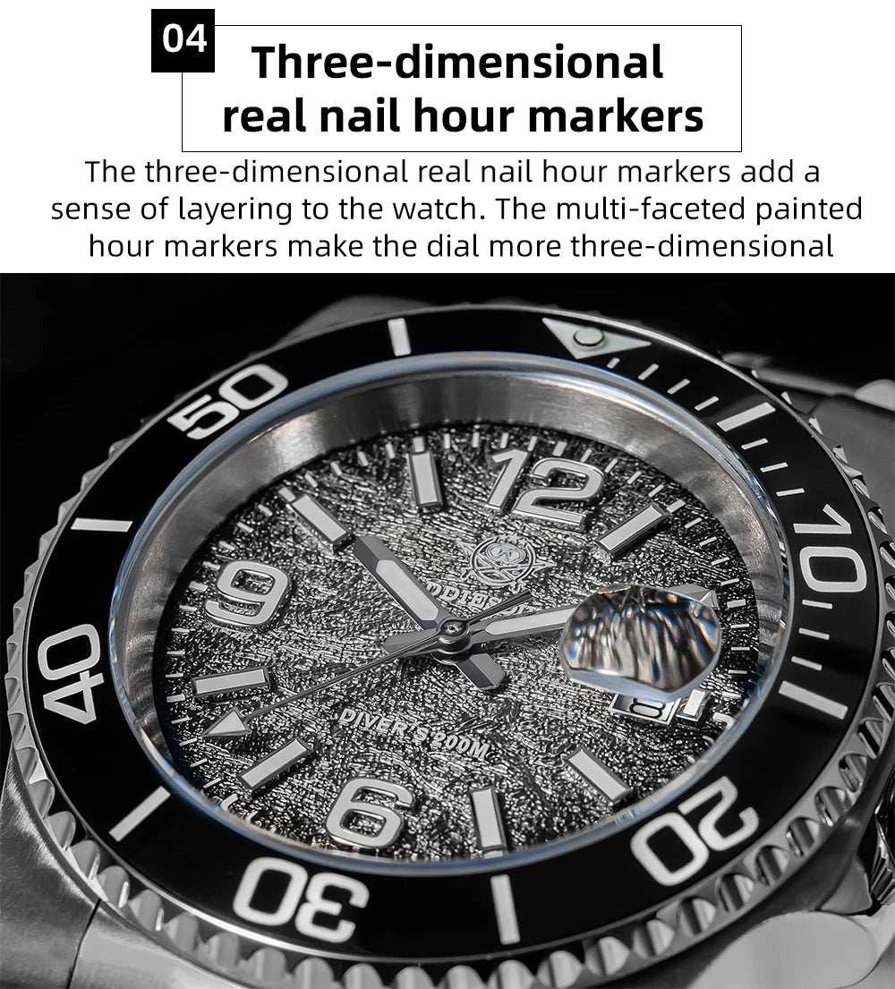 ADDIESDIVE 41mm Men's Diving Watch AD2513 200m Waterproof 316L Stainless Steel Quartz Wrist Watch Calendar BGW9 Super Luminous