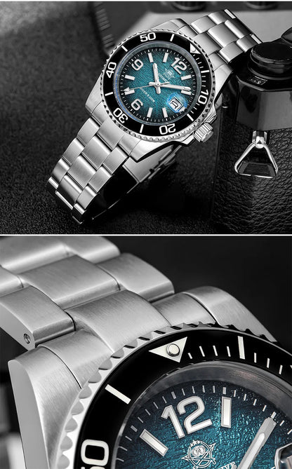 ADDIESDIVE 41mm Men's Diving Watch AD2513 200m Waterproof 316L Stainless Steel Quartz Wrist Watch Calendar BGW9 Super Luminous