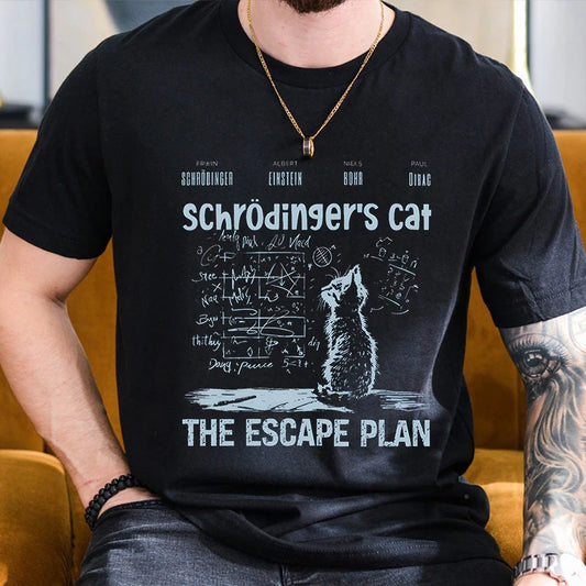 T Shirt for Men Clothing Fashion  Cat The Escape Plan Geeky Printed T Shirts Harajuku Short Sleeve Tee Casual Men's Clothing