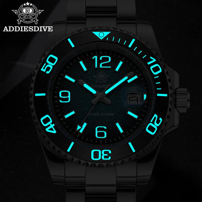 ADDIESDIVE 41mm Men's Diving Watch AD2513 200m Waterproof 316L Stainless Steel Quartz Wrist Watch Calendar BGW9 Super Luminous