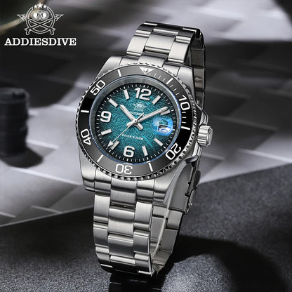 ADDIESDIVE 41mm Men's Diving Watch AD2513 200m Waterproof 316L Stainless Steel Quartz Wrist Watch Calendar BGW9 Super Luminous