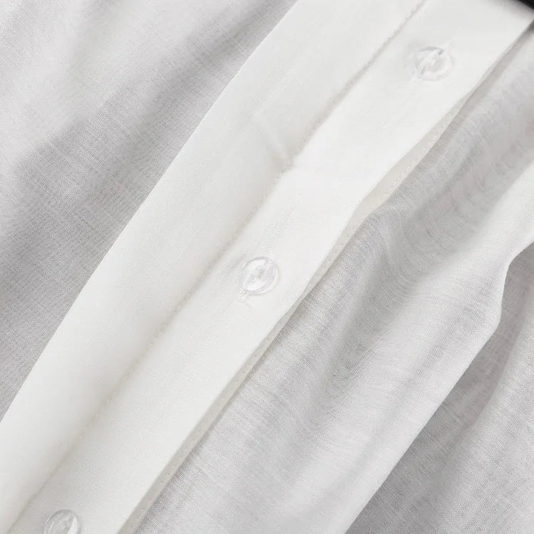 Tossy Casual Loose See-Through Shirts Women's Autumn Lapel Long Sleeve Patchwork Blouse Top Streetwear Female Solid Shirts Top