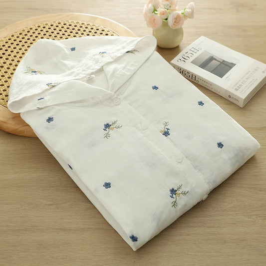 100% Cotton Yarn Loose Hooded Plaid Shirts for Women Autumn Spring Casual Blouses Females Hoodies Classic Oversized Tops