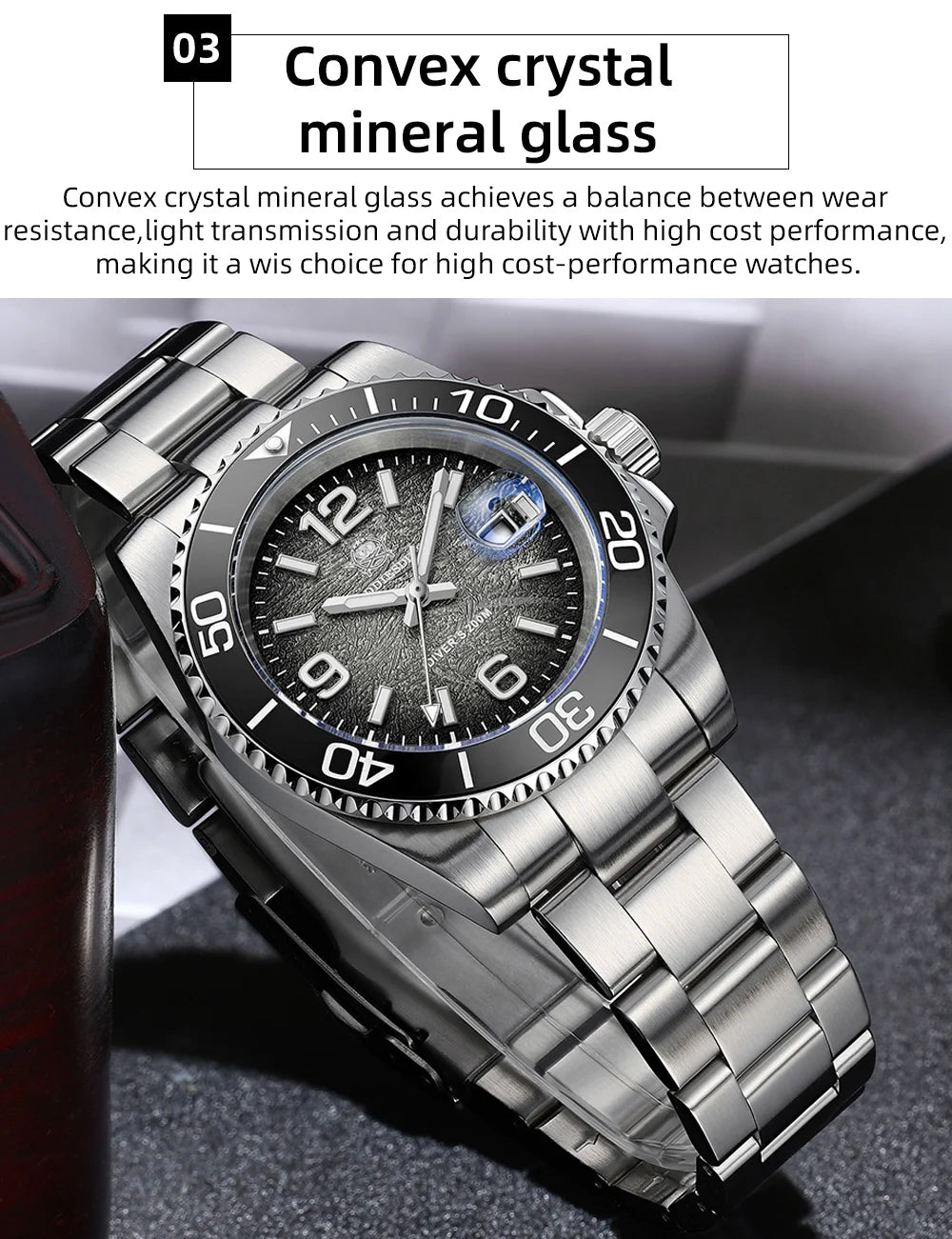 ADDIESDIVE 41mm Men's Diving Watch AD2513 200m Waterproof 316L Stainless Steel Quartz Wrist Watch Calendar BGW9 Super Luminous