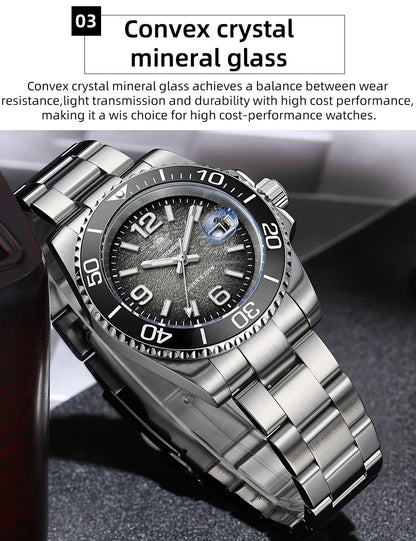 ADDIESDIVE 41mm Men's Diving Watch AD2513 200m Waterproof 316L Stainless Steel Quartz Wrist Watch Calendar BGW9 Super Luminous
