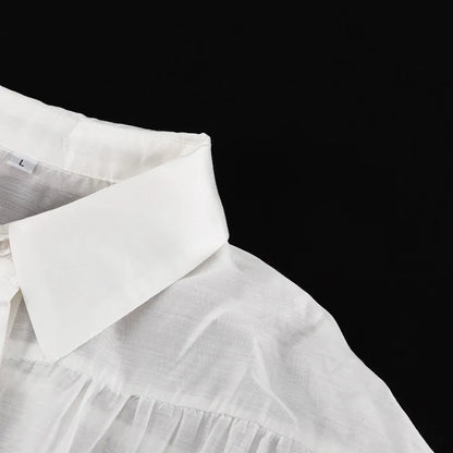 Tossy Casual Loose See-Through Shirts Women's Autumn Lapel Long Sleeve Patchwork Blouse Top Streetwear Female Solid Shirts Top